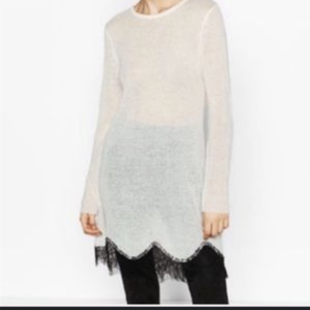 Zara Knit Sweater Dress with Lace Hem